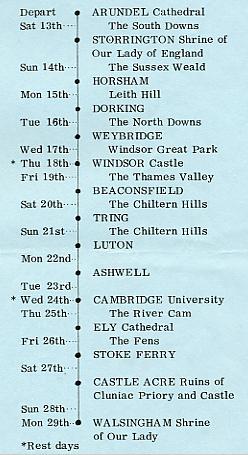 Click on the map to see details of each day, or use the hyperlinks above.